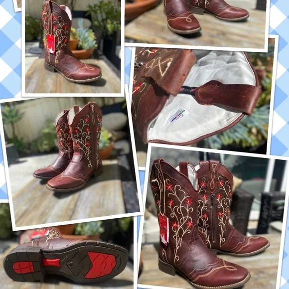 QUT Western Boots for Women Cowboy Riding Mid-Calf Real Leather Zip Cowgirl Boot - Picture 10 of 14